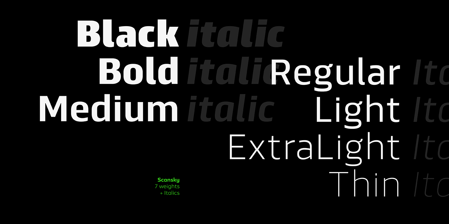 Пример шрифта Scansky Italic